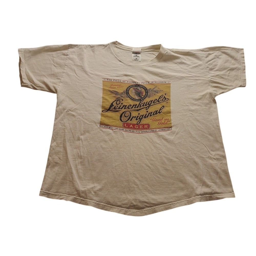 Vintage Leinenkugel Brewing Men's T -Shirt XL White Fruit of Loom Heavy Cotton